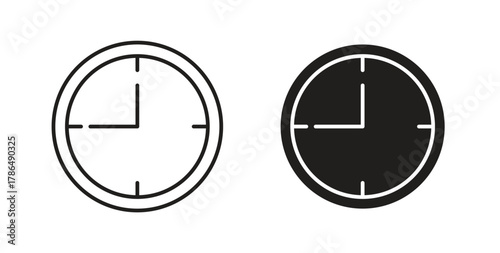 Clock nine icon with line and silhouette versions.