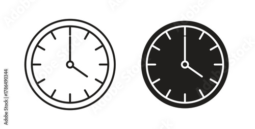 Clock-five icon with line and silhouette versions.