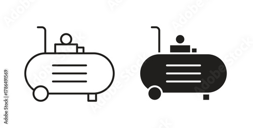 Compressor icon with line and silhouette versions.
