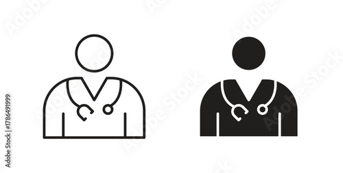Doctor icon with line and silhouette versions.