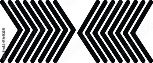 Symmetrical chevron arrows pointing inwards, , creating a dynamic and balanced design with a modern and geometric aesthetic