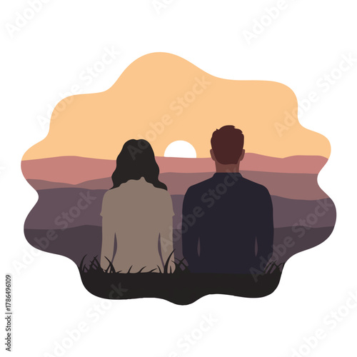Couple watching sunset