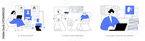 AI Streamlining Professional Tasks abstract concept vector illustrations.