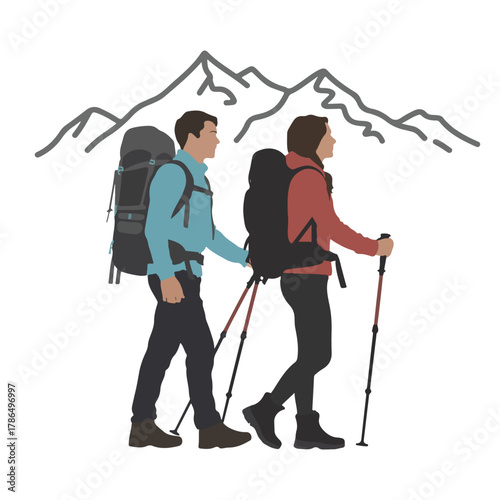 Couple hiking in mountains