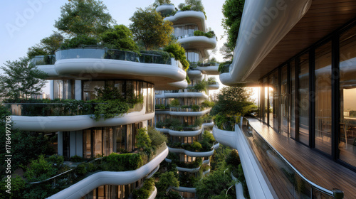 Futuristic building with fl...