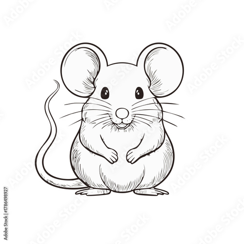 Cute Whimsical Mouse Illustration with Big Ears and Whiskers