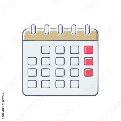 Simple illustrated calendar with red highlighted days indicating appointments or deadlines