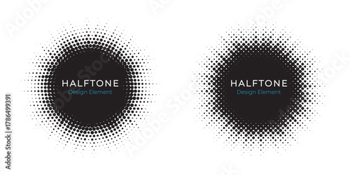 Halftone burst effect, dot pattern texture, abstract explosion splash isolated on white. Vector illustration.