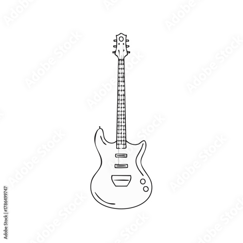Simple Hand Drawn Electric Guitar Outline Icon for Musical Instrument and Music Related Designs