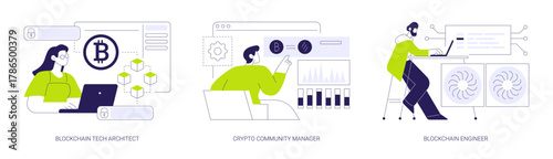 Blockchain jobs isolated cartoon vector illustrations se