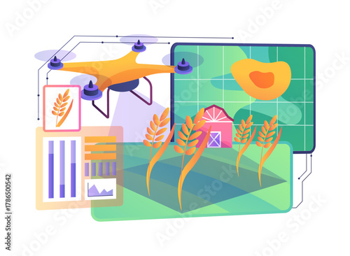 Drone Crop Health Survey abstract concept vector illustration.