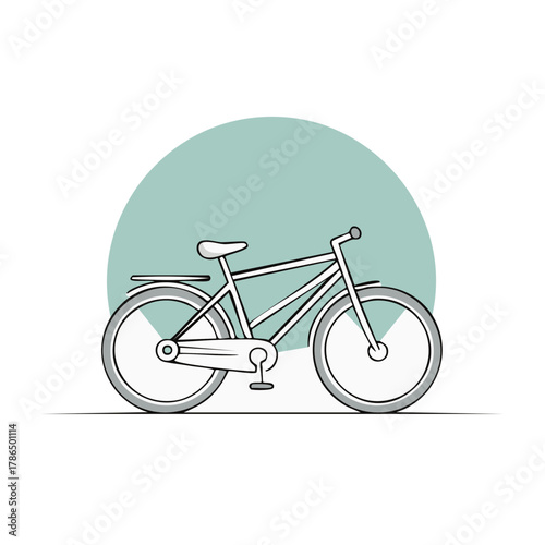 Simple Line Art Bicycle Illustration with Teal Circle Backdrop