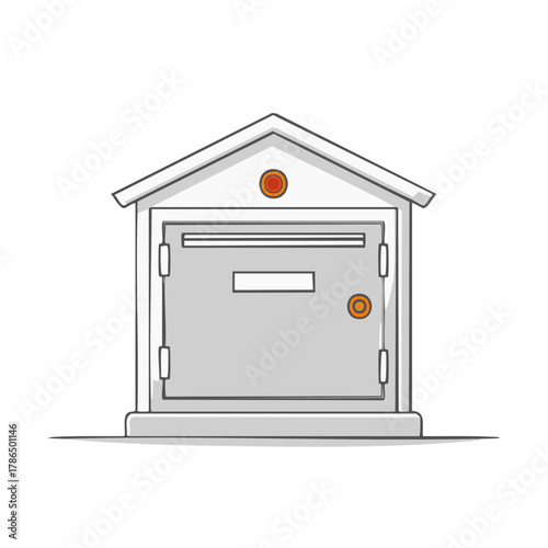 Illustration of a simple mailbox with an orange circle design