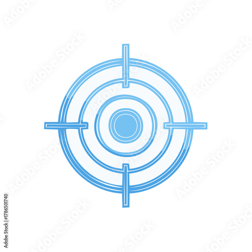 Abstract blue target reticle concentric circles and crosshairs illustration