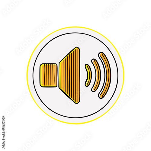 Graphic icon representing sound volume waves emanating from a speaker symbol