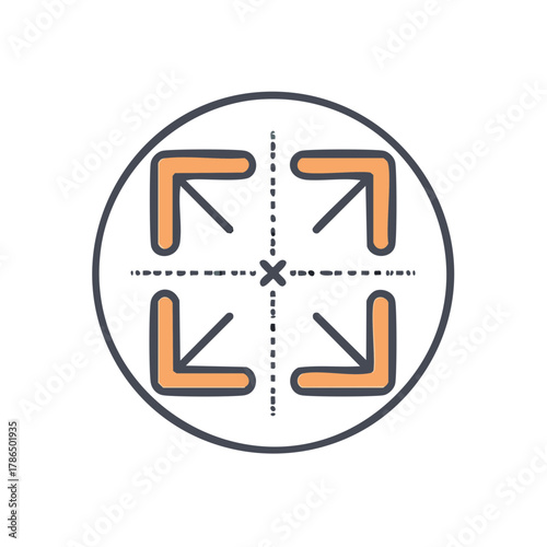 Arrow icon expanding inside circle illustration