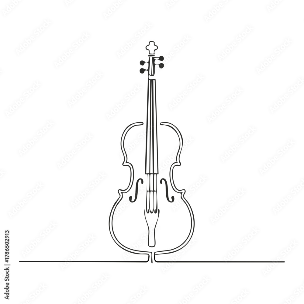 Fototapeta premium Elegant single line drawing of a violin on a simple line background symbolizing music