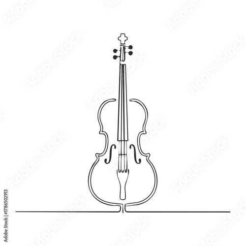Elegant single line drawing of a violin on a simple line background symbolizing music