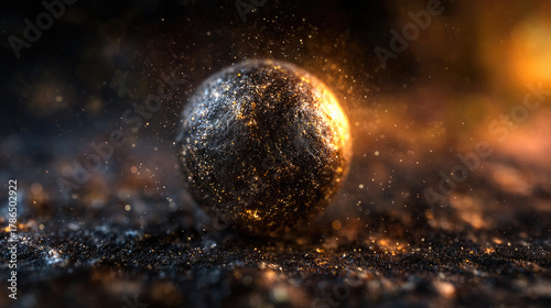 Floating matte black sphere...