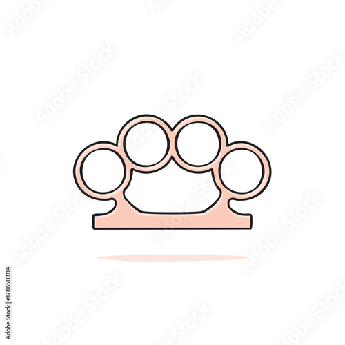 Simplified Icon Illustration of Brass Knuckles with Soft Shadow