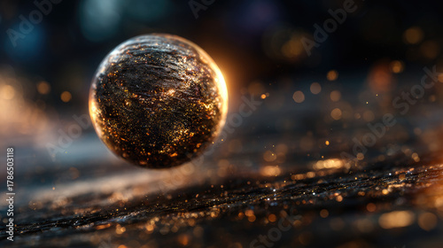 Floating matte black sphere...