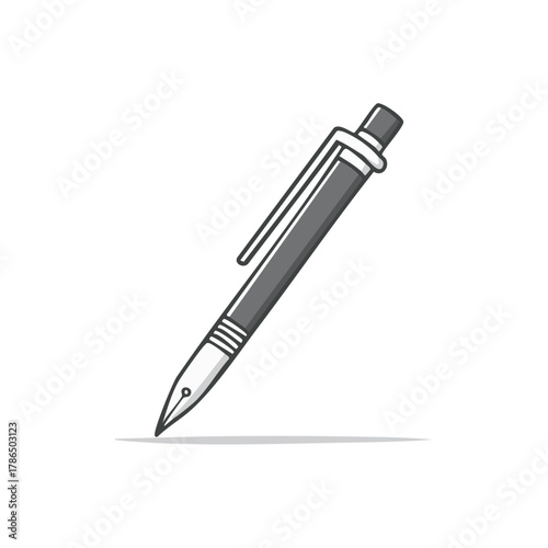Modern grey fountain pen writing tool vector illustration icon