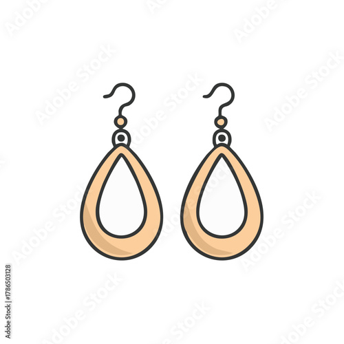 Elegant outline style golden teardrop dangle earrings fashionable jewelry accessory