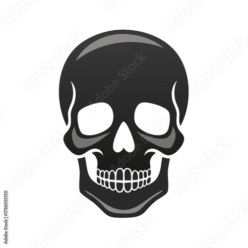 Stylized dark black human skull vector illustration icon design for danger or Halloween themes
