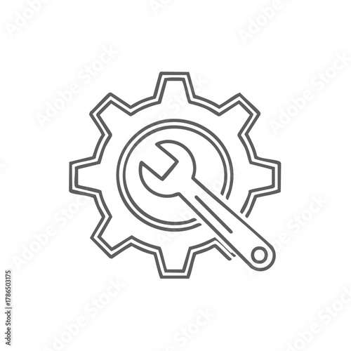 Wrench and Gear Icon Symbolizing Mechanical Repair and Engineering Solutions