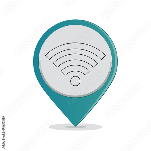 Wifi signal location marker, vector illustration of internet connection symbol