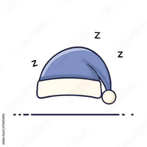 Cartoon blue sleeping cap with z's representing sleep and rest