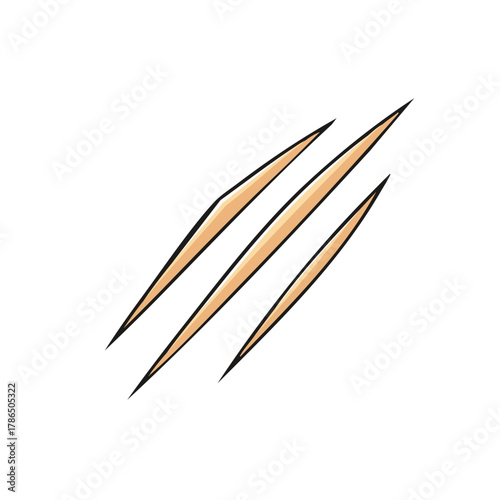 Illustration of Three Sharp Claws Scoring Marks with Yellow and Black Outline