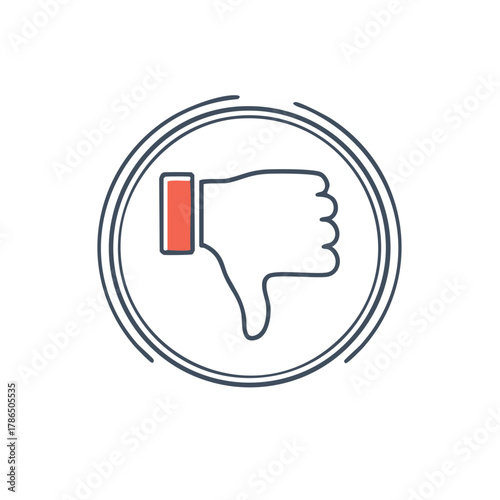Modern outline thumbs down gesture icon in a circle symbolizing disapproval and negative feedback