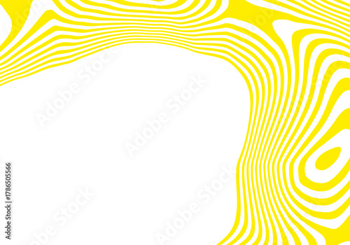 Gleaming lemon-yellow lines forming a dynamic wave that visually expands and distorts the white space. Eps 10