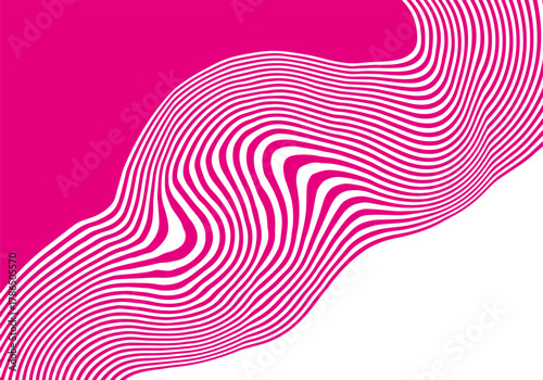 A whirl of bright pink and white lines forming a hypnotic optical illusion of wave-like motion. Eps 10