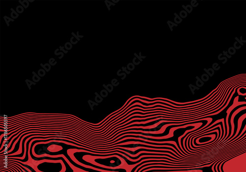 Deep Black Space Accentuated by Intense Red Warped Lines Creating an Abstract, Futuristic Composition. Eps 10