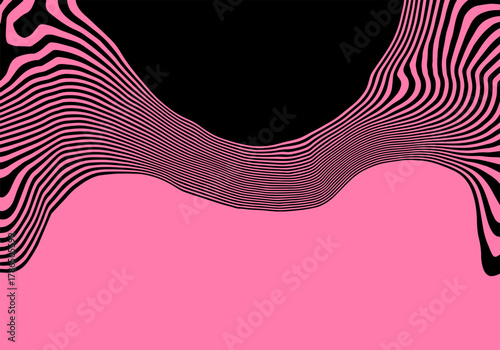 Abstract visualization of a dynamic flow where saturated pink meets flowing white geometry. Eps 10