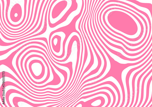 Abstract 3D Illusion of Fluorescent Pink Waves Framing a Central Black Space Energetic Minimalism. Eps 10