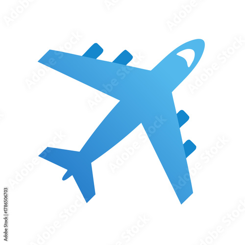 Modern Blue Airplane Icon for Air Transport and International Travel Journey