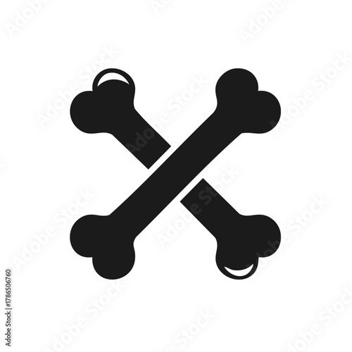 Black Icon of Two Crossed Bones on a White Background