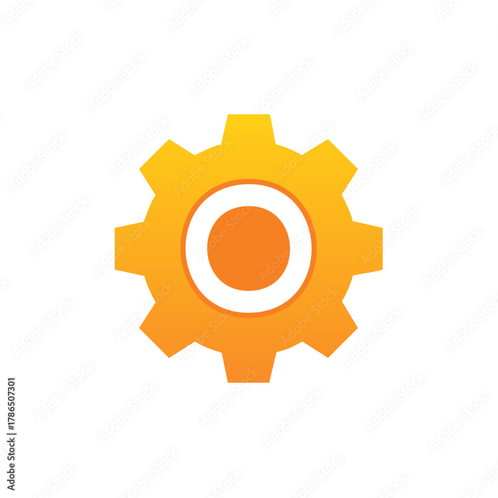 Obraz premium Abstract Gear Icon with Gradient Orange and White Colors