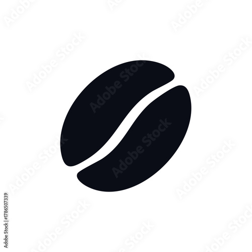 Simple dark coffee bean icon illustration on white background