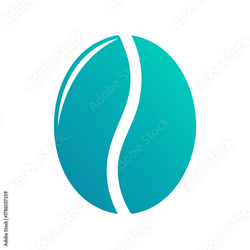 Abstract turquoise coffee bean logo design with smooth gradient and clean white accent