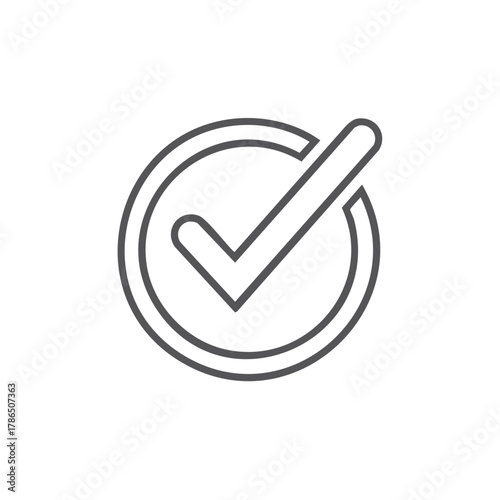 Simple outline checkmark icon in a circle representing success confirmation and approval