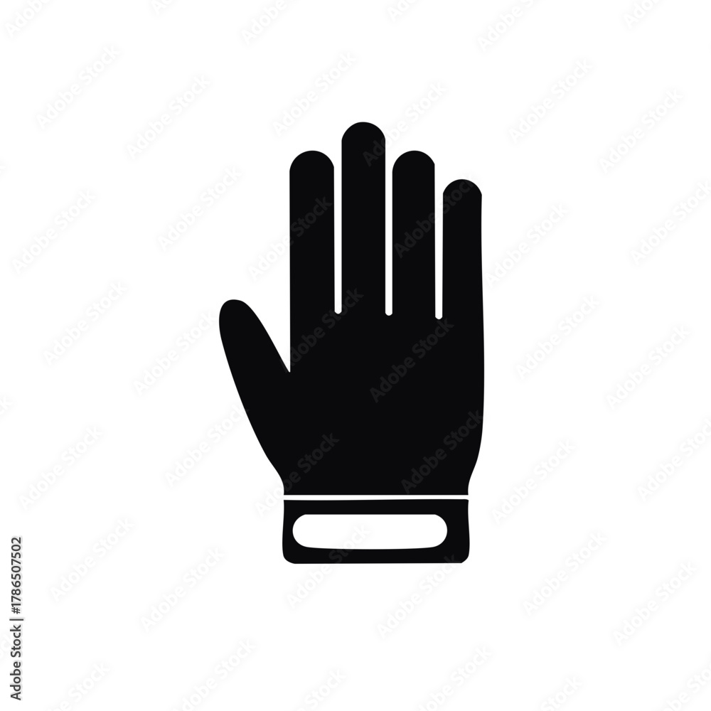 Obraz premium Black hand raised in stop gesture symbol icon for warning and prohibition