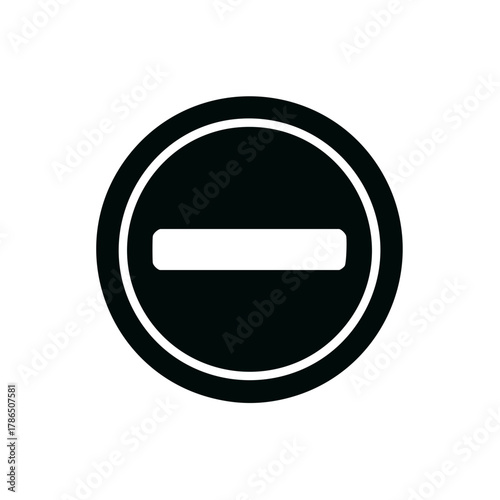 Simple black prohibition sign icon with a minus symbol in a circle