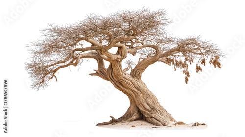 Withered fig tree on transparent background, biblical symbol from the Parable of the Fig Tree, isolated PNG cutout for Christian teaching and design