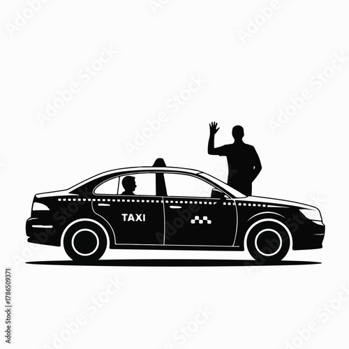 Silhouette of a man hailing a taxi
