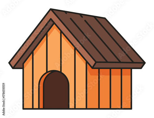 Modern Dog House Kennel Flat Vector Icon, Minimalist Outdoor Pet Shelter Illustration