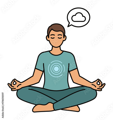 Mindfulness Breathing Exercise Flat Vector Illustration - Minimalist Icon for Calmness and Wellness